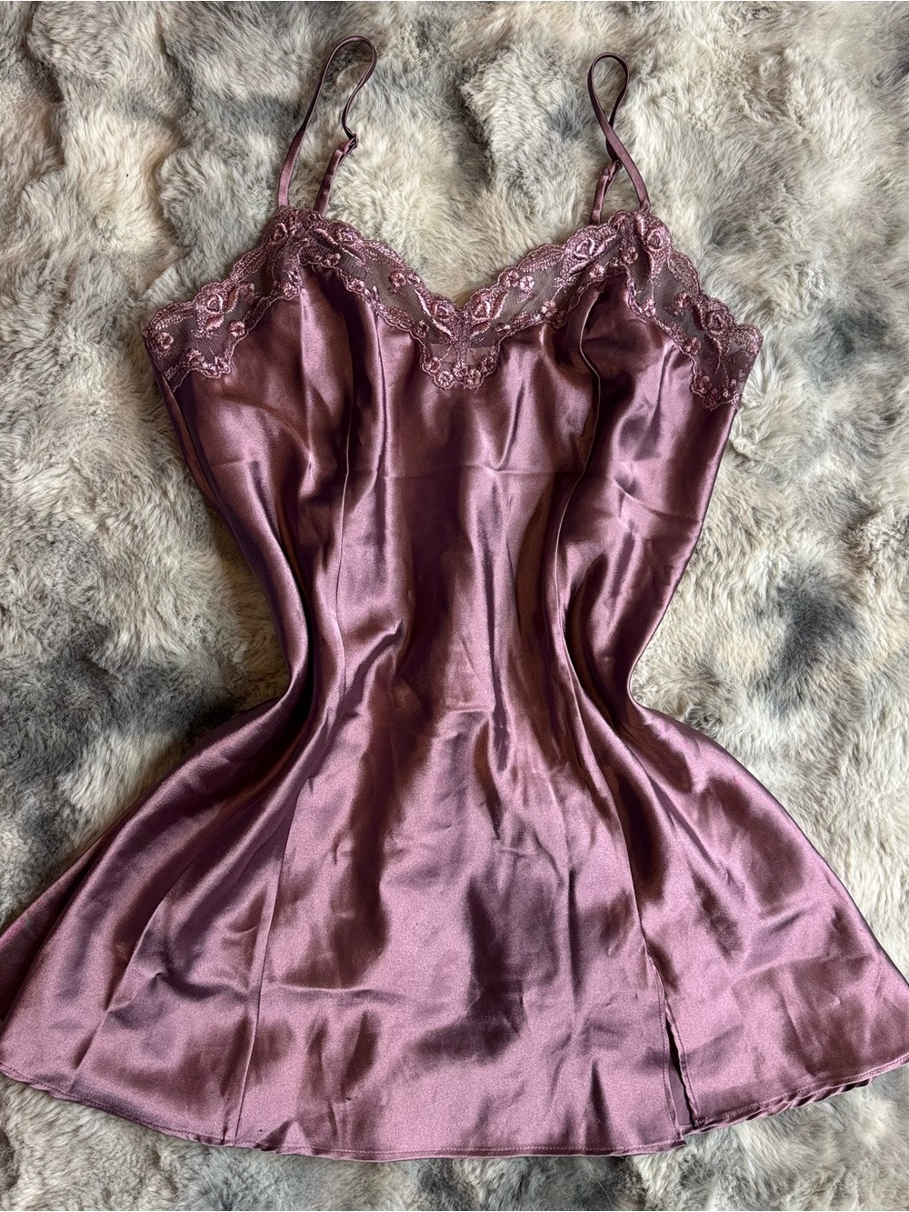 Vintage Victoria’s Secret Mauve Satin Lace Slip Chemise S